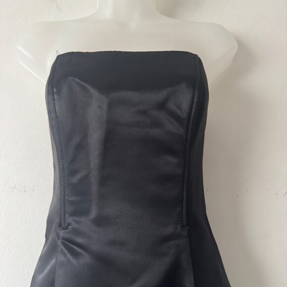 Jessica McClintock Gunne Sax Dress Junior 5 Black Satin Long Fitted Evening Prom - Picture 3 of 12